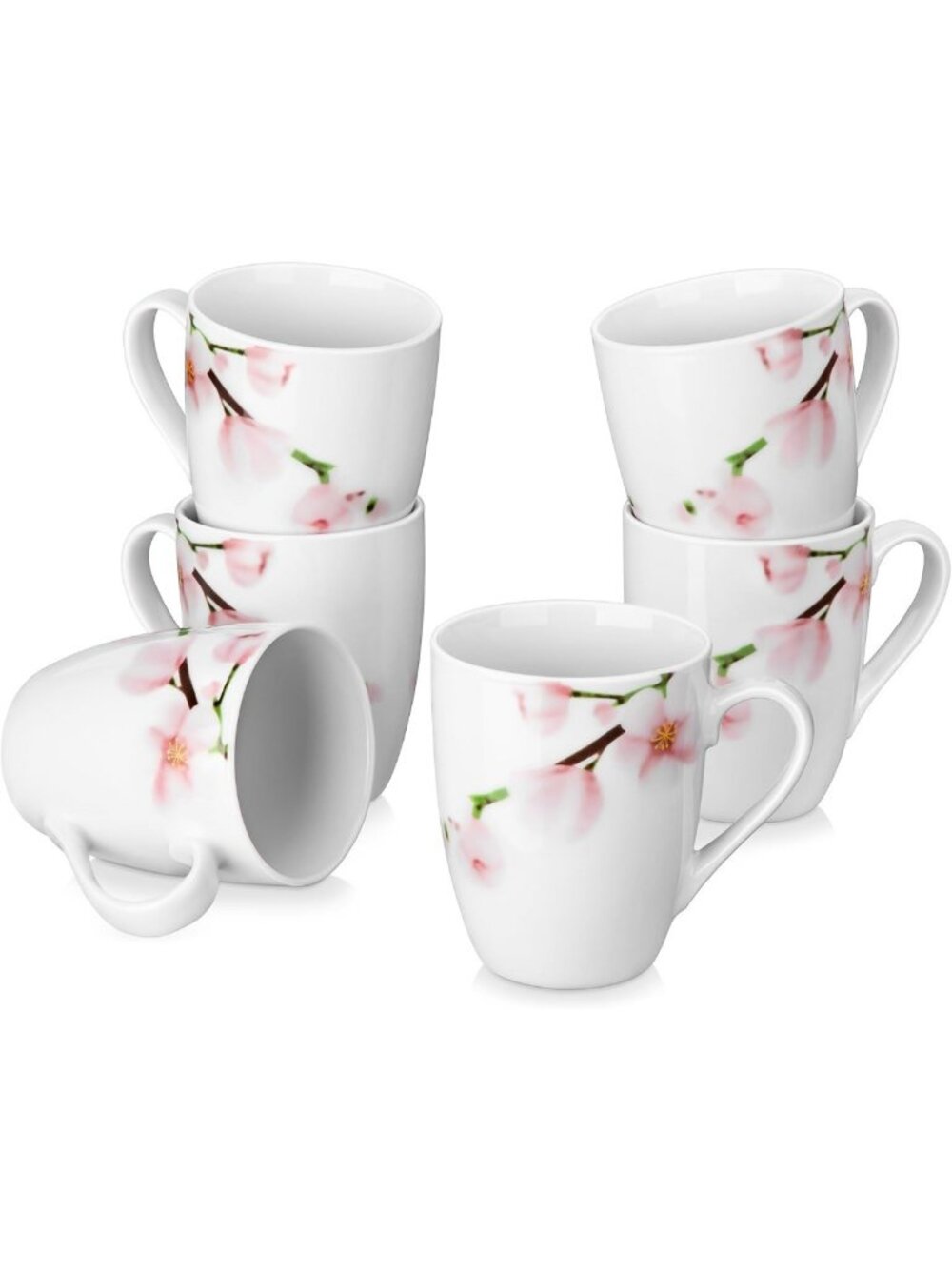Floral Ceramic Coffee Mugs Set of 6, 11 OZ, Perfect for Home & Gifts